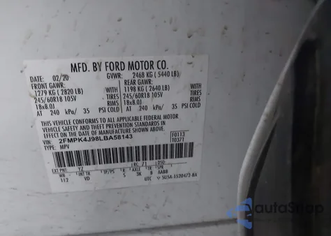 2020 Ford Edge Sel z USA, uszkodzony, nr VIN 2FMPK4J98LBA58143